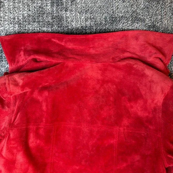 Vtg St. Johns Bay Womens Red Genuine Suede Leather Jacket Petite Medium - Picture 13 of 14